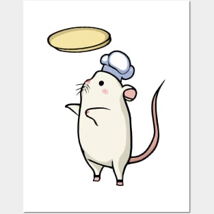 Super cute kawaii mouse gerbil making a pizza Posters and Art